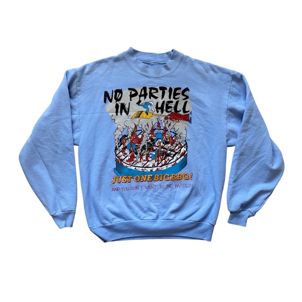 Vintage 90s No Parties in Hell Novelty Comic Art Graphic Print Sweatshirt